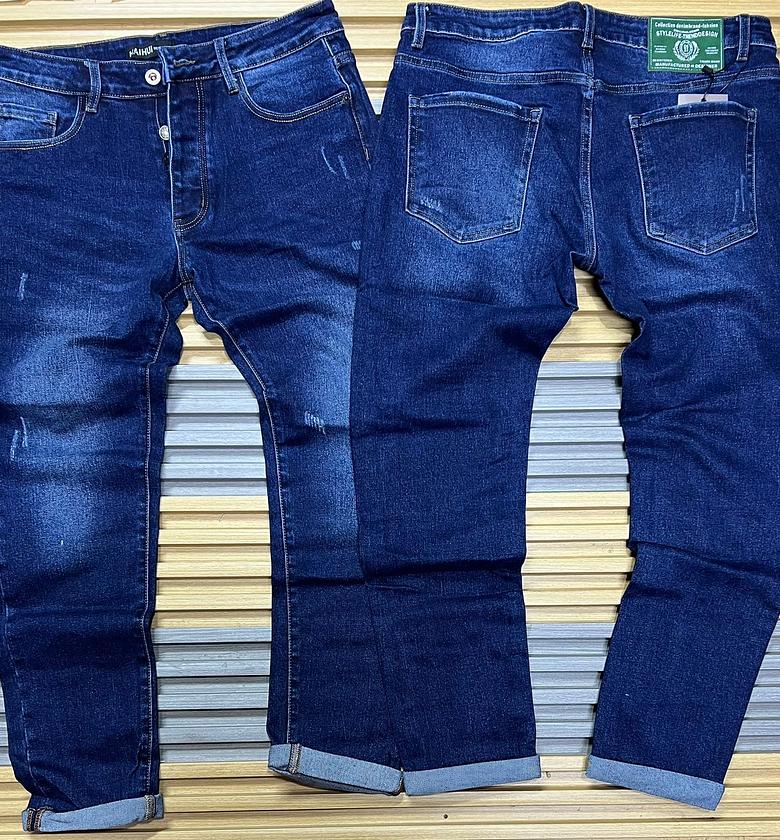 Men straight leg classy denim trousers image