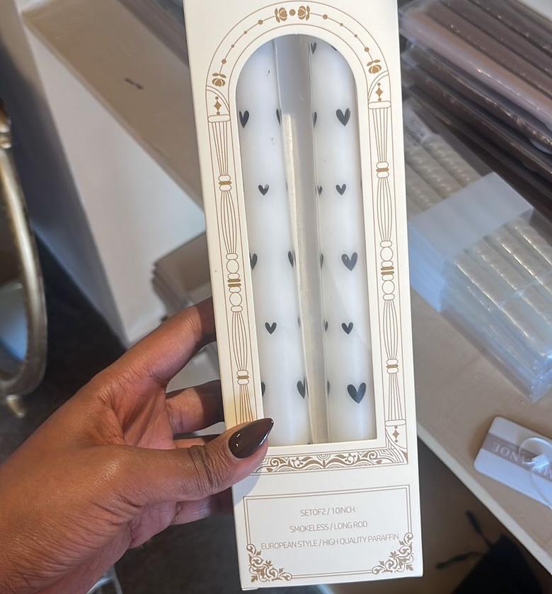 French  heart  printed tapper candle image