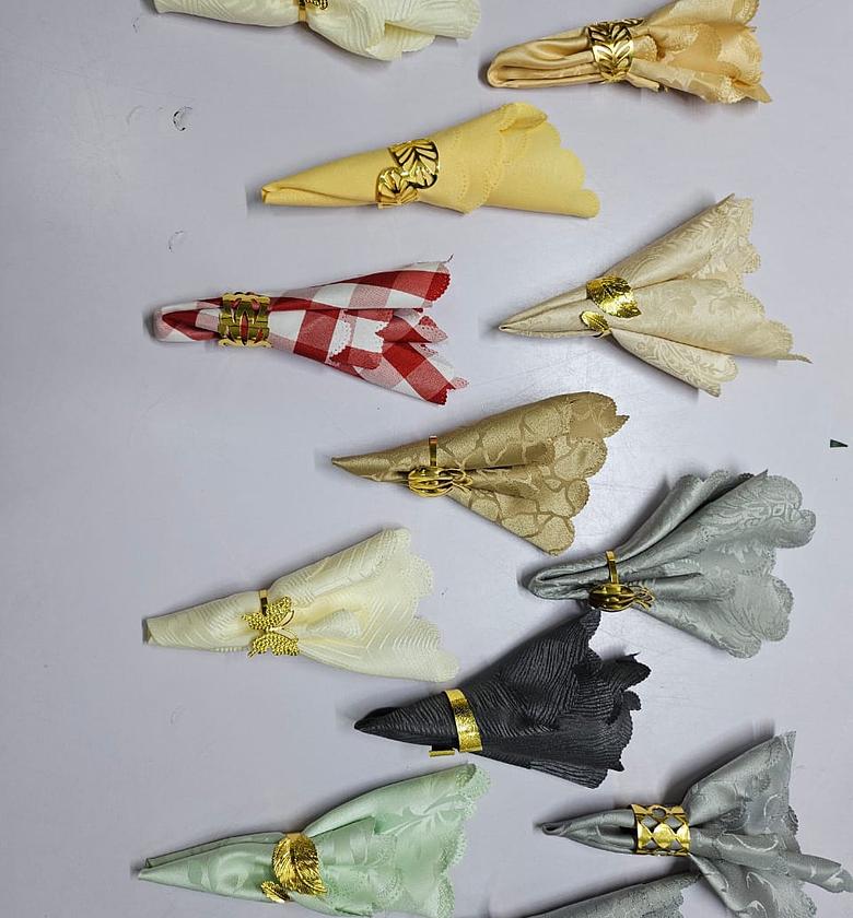 Napkin &golden rings now available  6pcs Napkins and 6pcs  6pcs High quality golden rings  image