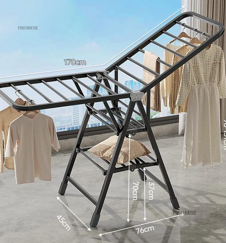 Black Movable Outdoor Drying Rack (1.7M with Wheels) image