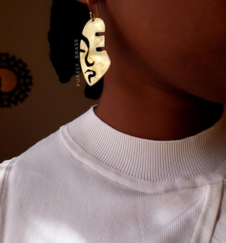 African stylish drop brass earrings image