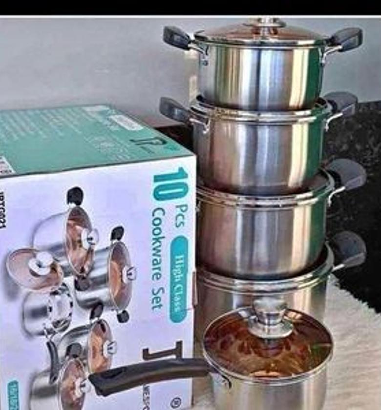 JP Jamesport Heavy duty induction base 10 PCS Stainless Steel Cookware Set Cooking Pots/sufuria image