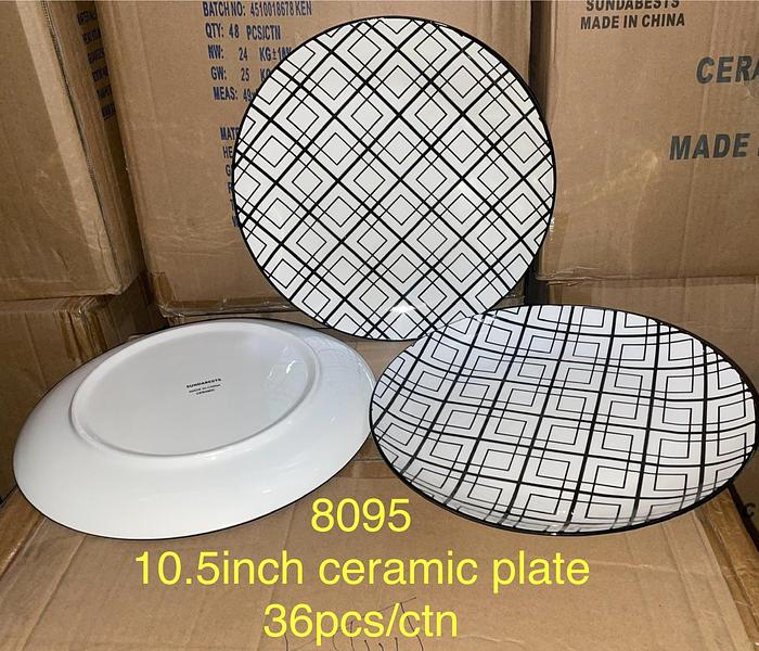 Sundabest 10.5" plates set of 6pcs Black & white image