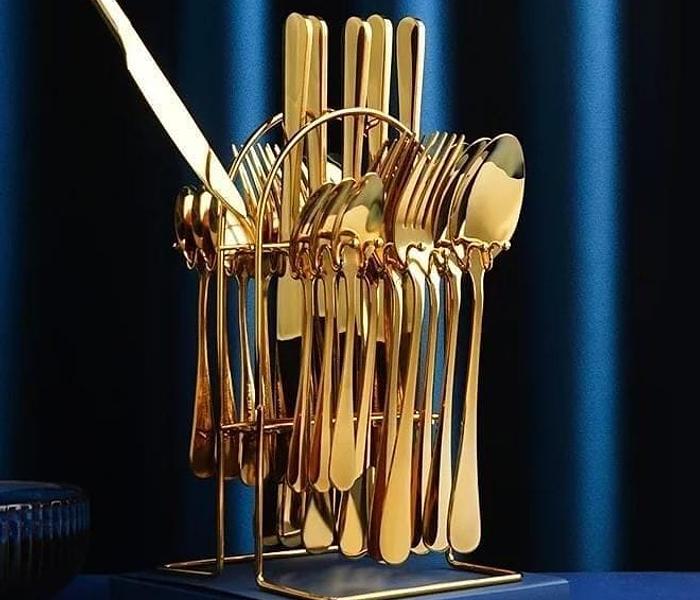 24 PCs stainless steel  cutlery-Gold image