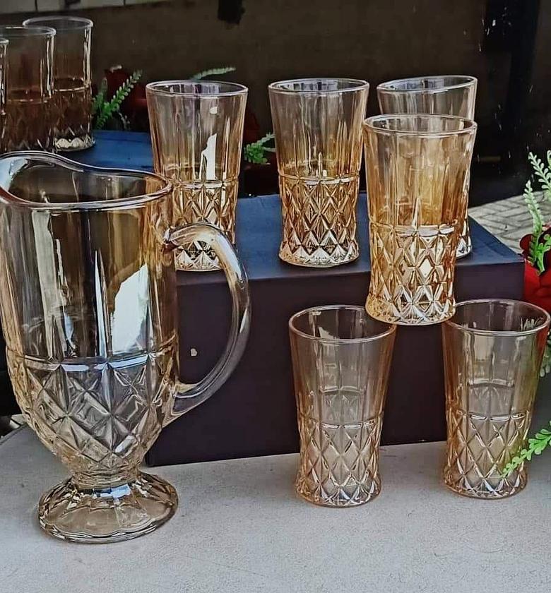 WATER SET. Golden glass water set image