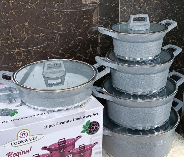 10pcs Heavy Granite Nonstick Cooking Pots Sufuria Set-grey image