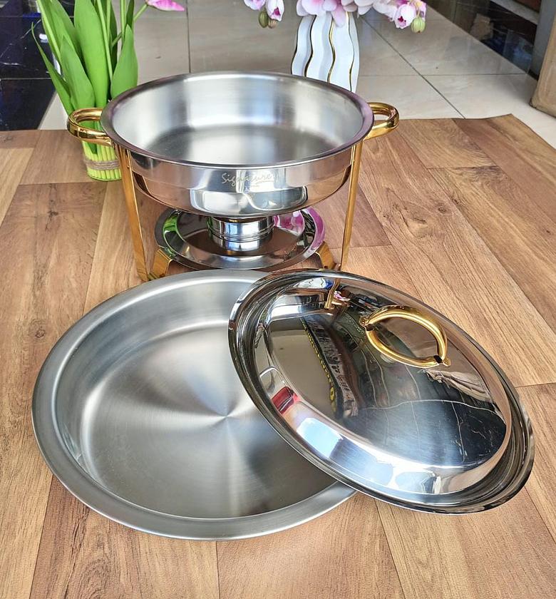 Chafing  5 litres,dish buffet round stainless steel chafers and buffet warmers sets with food and water trays for catering, parties and weddings image