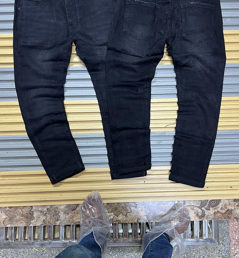 Men straight leg classy denim trousers image