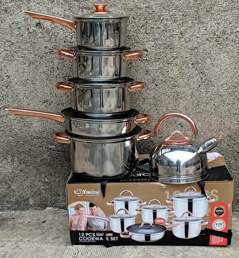 COOKWARE SET. 12pcs yimeitai stainless steel cookware set  image