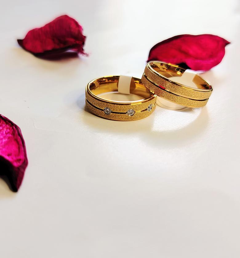 Titanium steel gold plated wedding band  image