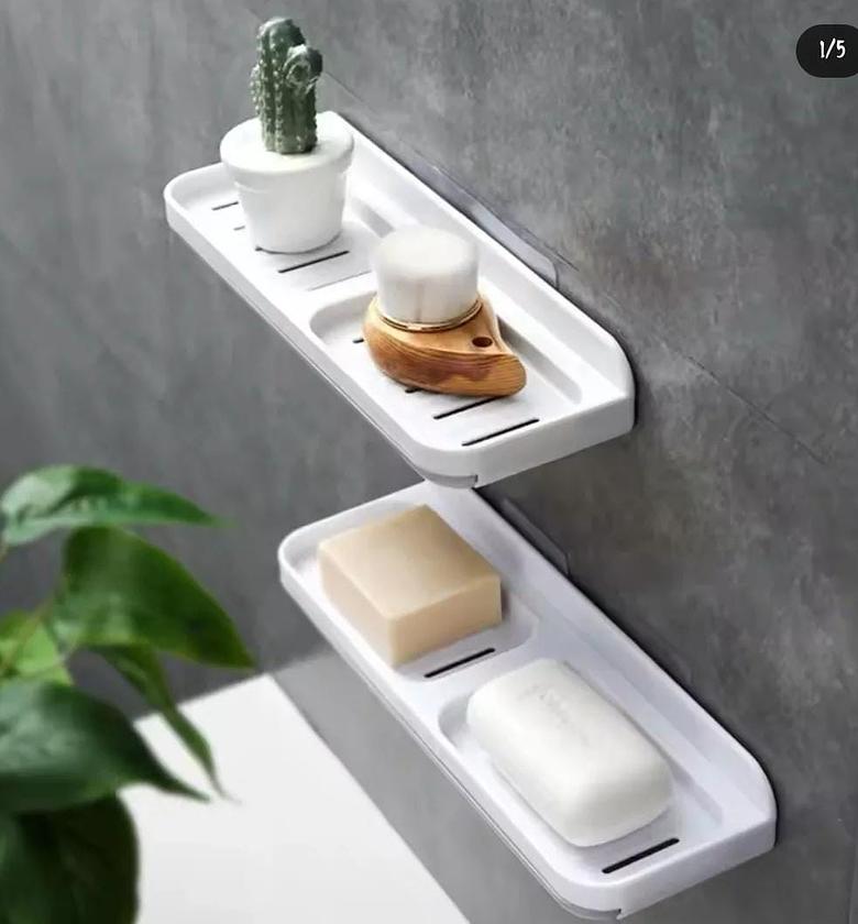 Wall-Mounted Self-Adhesive Bathroom Soap Dish Storage Organizer image