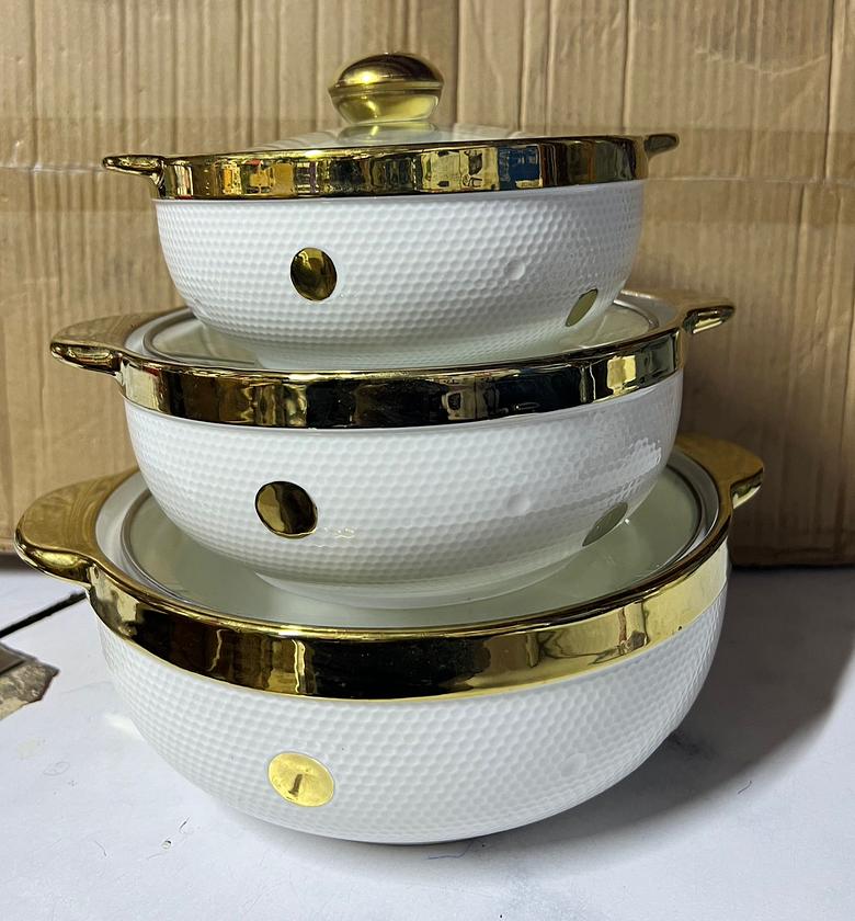 POTS. 3 pcs ceramic pots gold 3L , 2.5 L and 1.5 L image