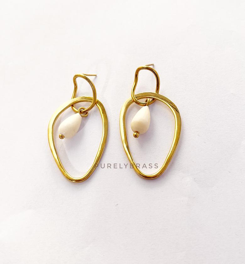 Stylish drop Brass Earrings image