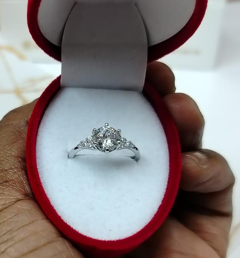 Emerald Cut, S925 Sterling Silver Engagement Ring image