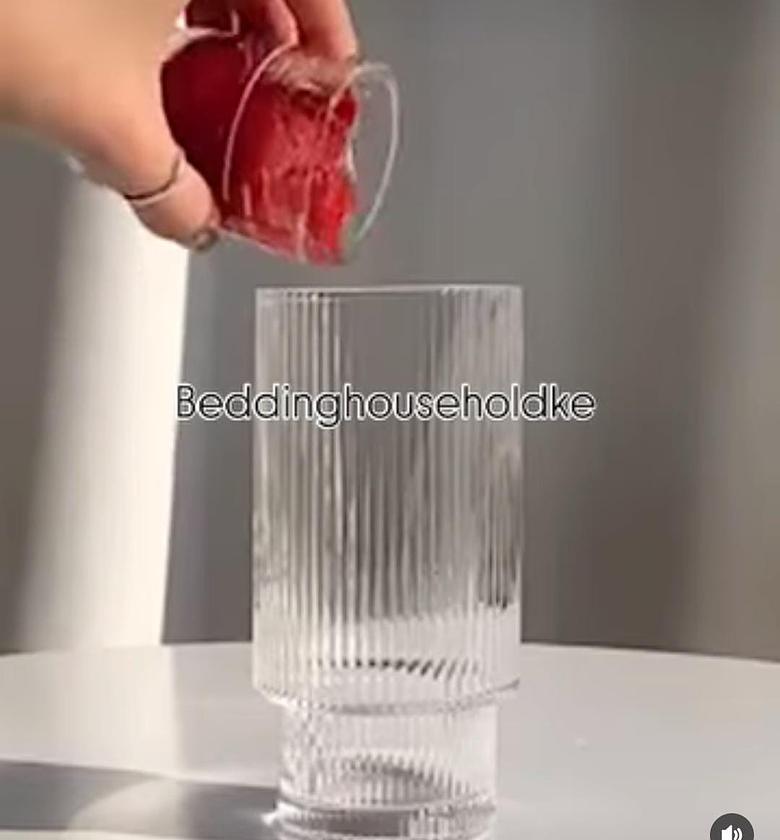 Fancy Aesthetic Highball crystal ribbed glasses image