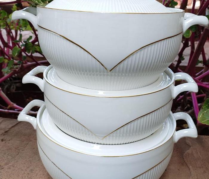 3 pcs ceramic bowl 3.5ltrs , 2.5 ltr and 1.5 ltr image