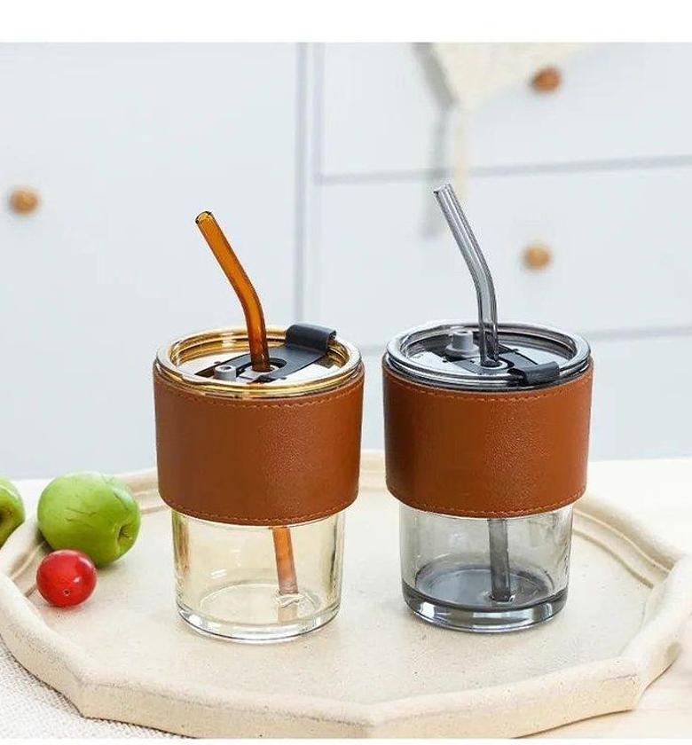 Smoothie cup      ▫️Material glass with leather ▫️Capacity: 450ml  image