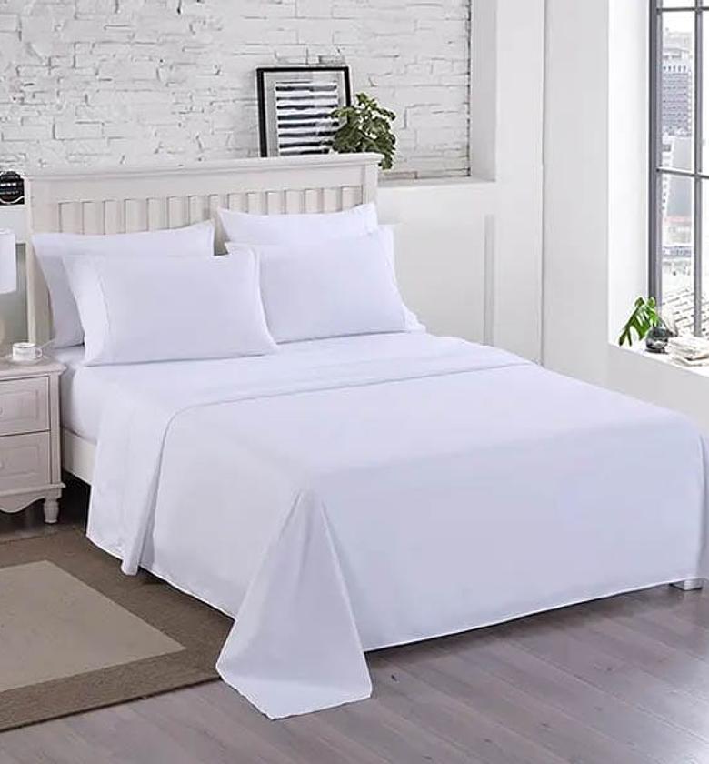 Plain White Cotton Bedsheets set image