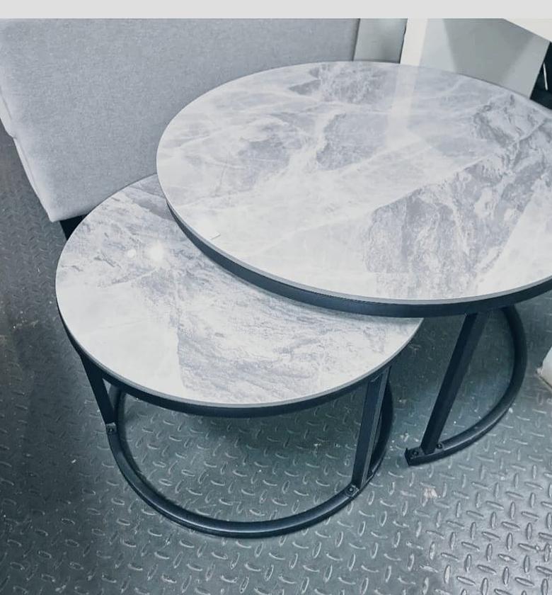 Coffee  Table. 2 in 1 Pure marble table with black stand  image