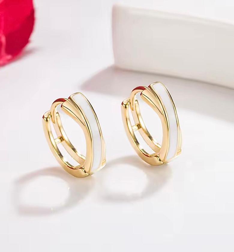 Ivory Inlay Huggie Hoops image