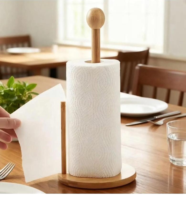 Bamboo kitchen paper towel holder  image
