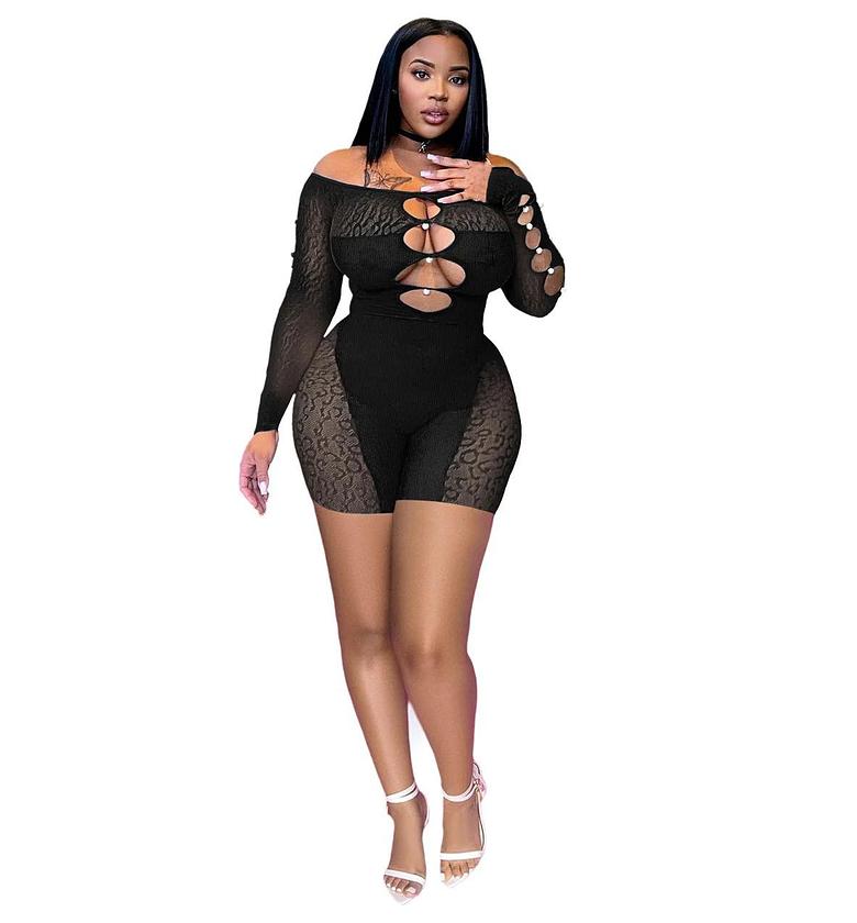 Cut Out Fishnet Romper Bodystockings image