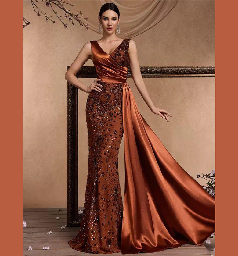 Autumn Sunset Sequin & Satin Gown image