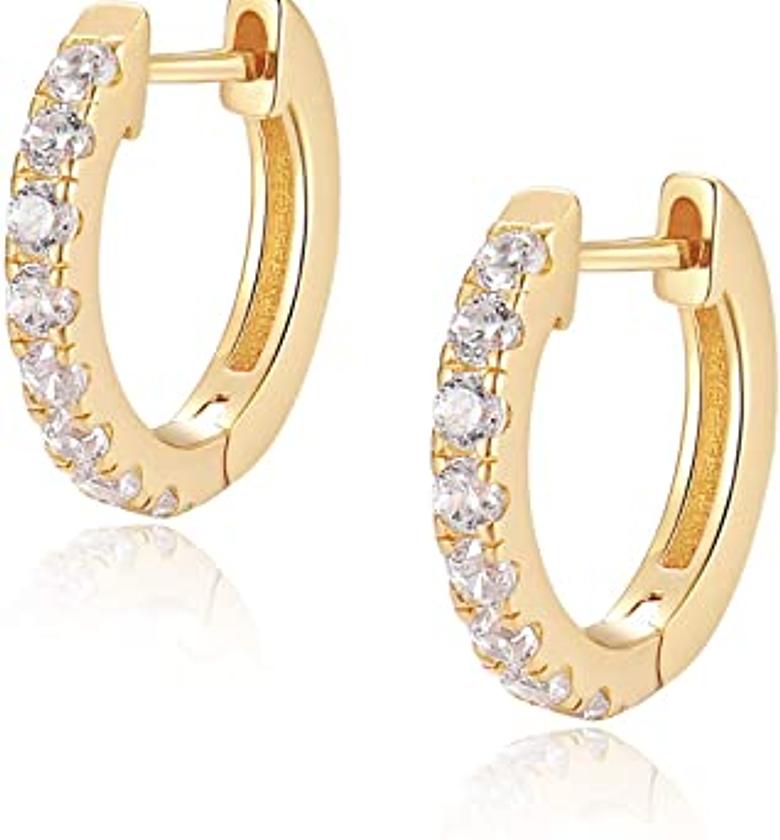 14k gold plated mini Huggie loops image