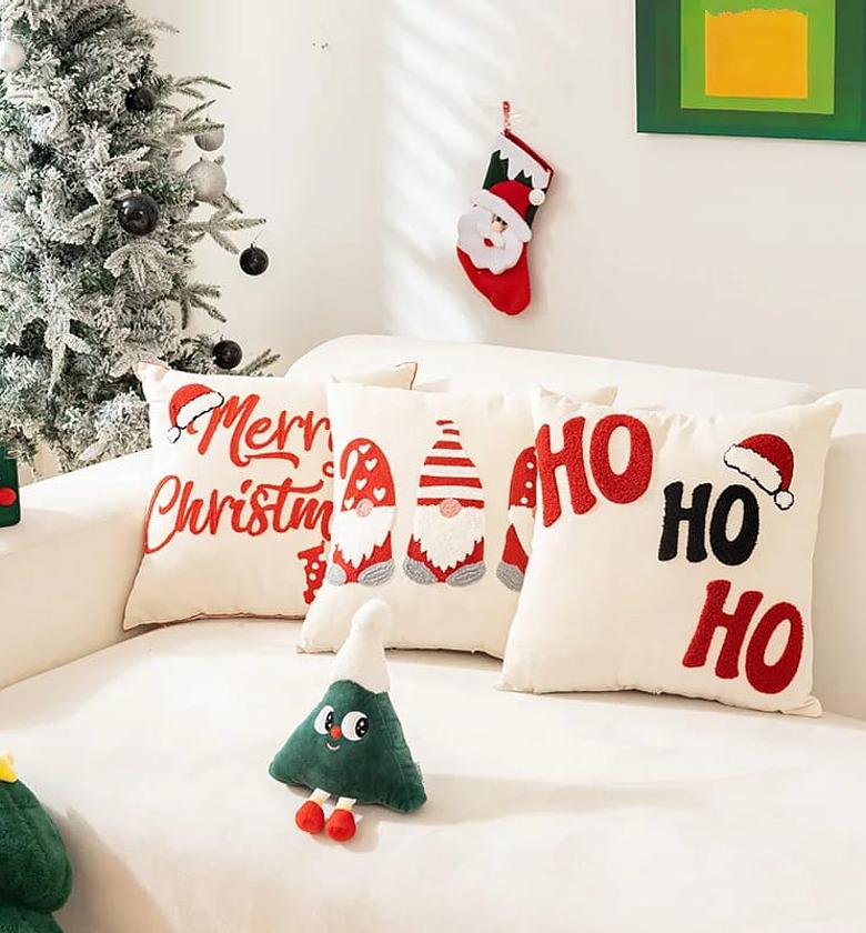 Nordic Gnome Embroidered Holiday Cushion Cover Set image