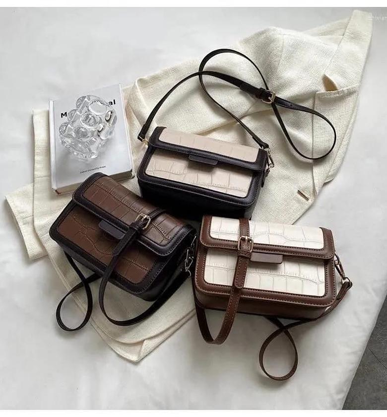 Two-Tone Croc Shoulder Bag image