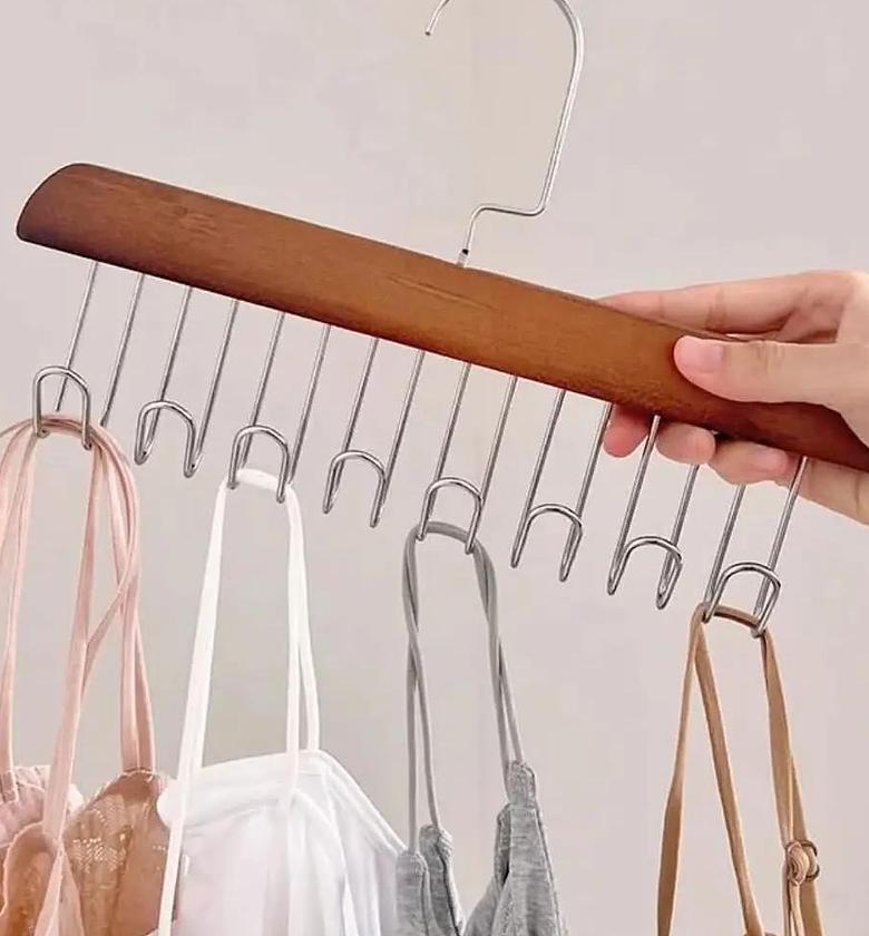 Wooden plank multipurpose 8 hook hanger 2pcs image