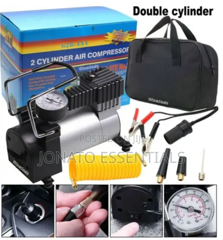 2 Cylinder Emergency Car Tyre Air Inflator Pump, Compressor. image