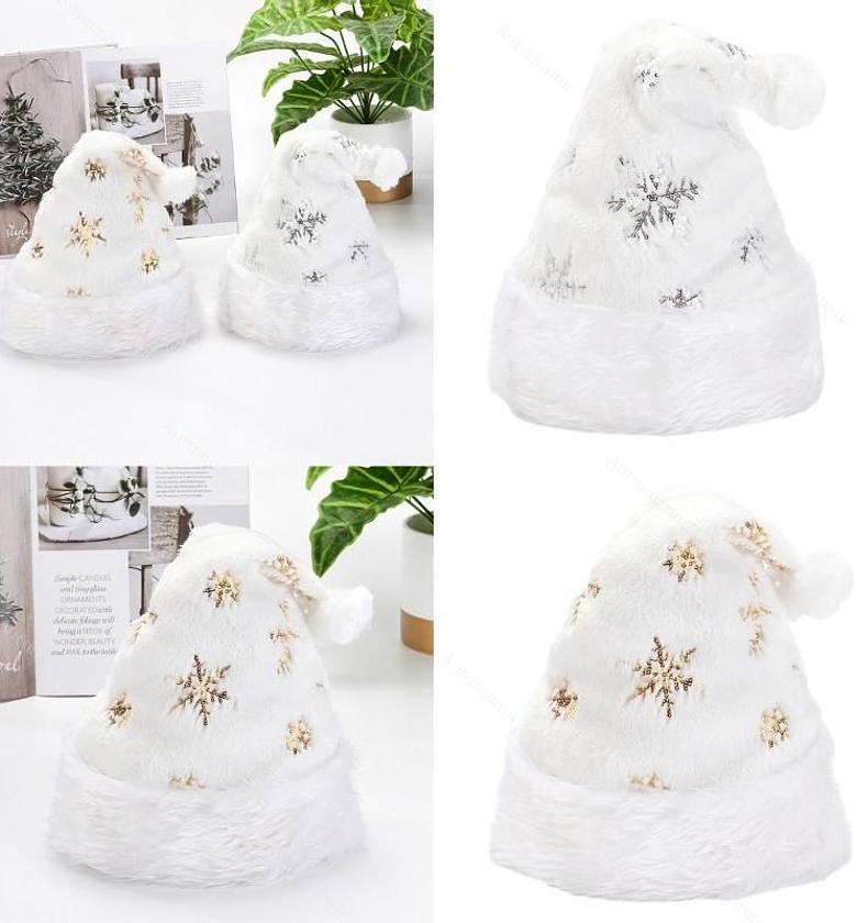 Sequin Snowflake Luxury Plush Santa Hat image