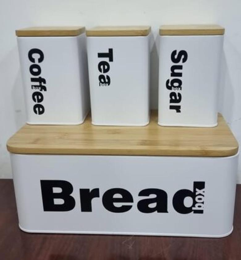  bread bin  canisters with bamboo lids now available in Cream and black  image