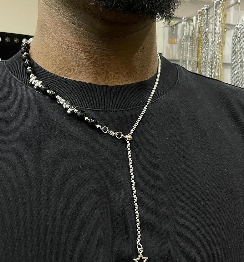 Stellar Onyx & Silver Cascade Necklace image