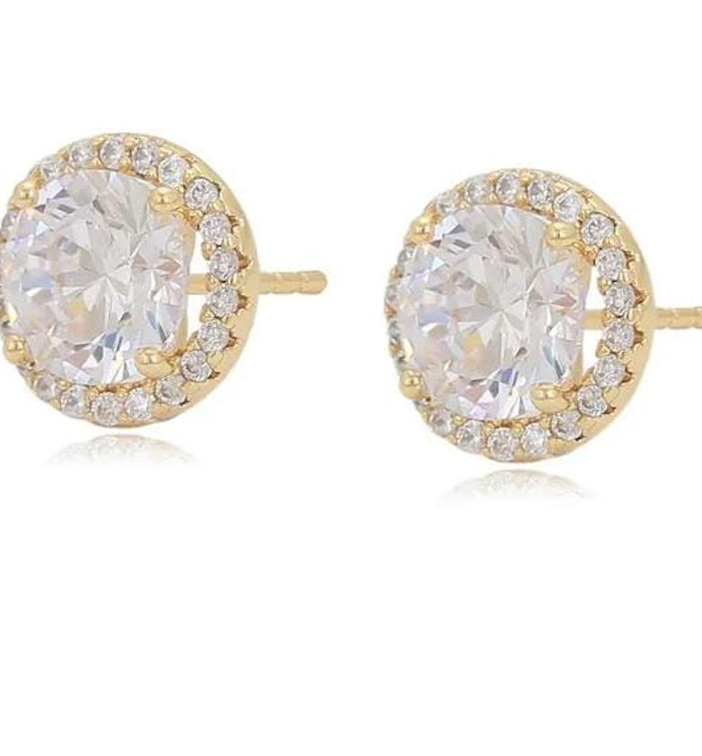 Gold and elegant diamond stud earrings image