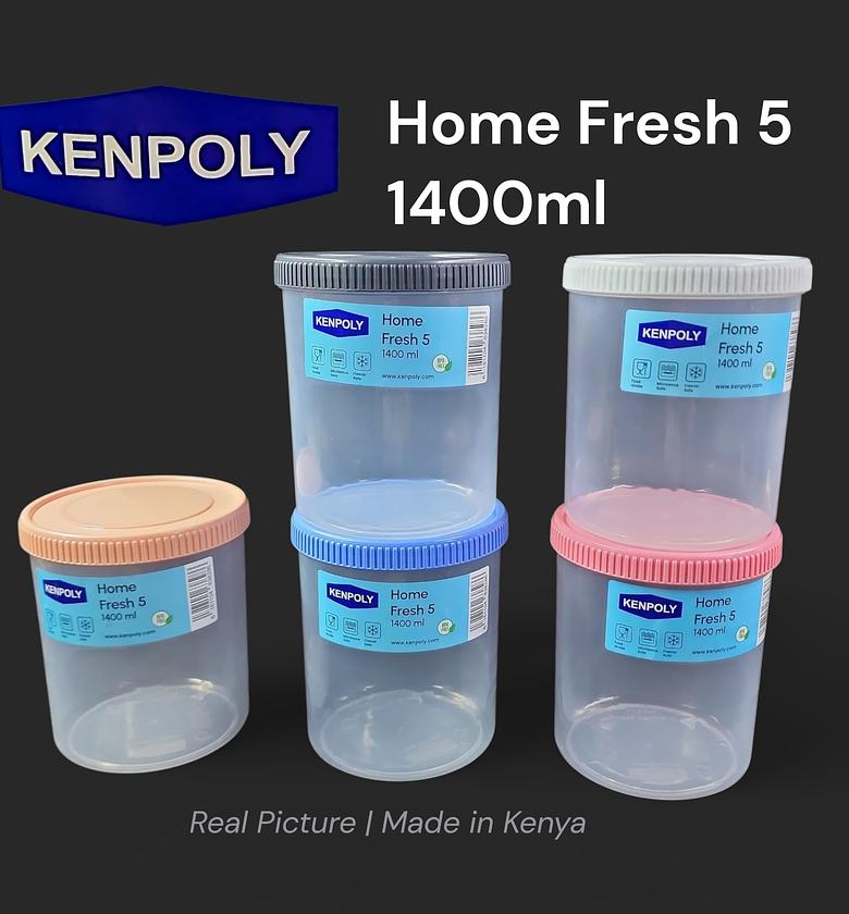 Kenpoly Home Fresh 5 1400ml Round Food Storage Container, Microwave & Freezer Safe, BPA-Free Airtight Kitchen Organizer image