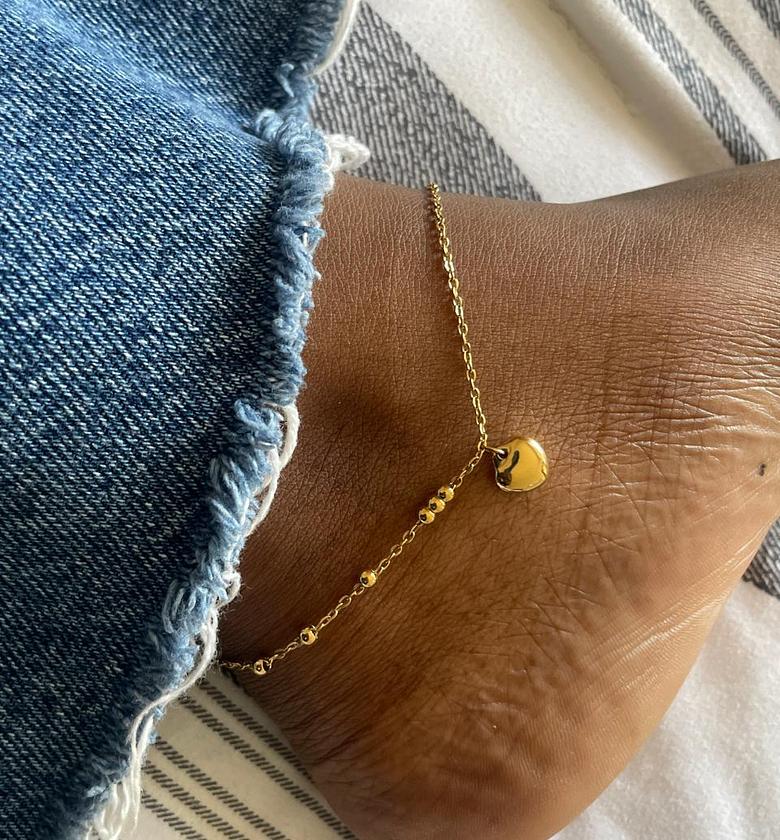 Beaded Heart Minimalist Anklet image