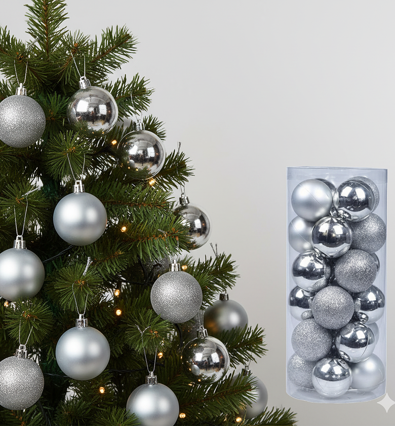 24 PCS Christmas Tree Decoration Balls or Baubles Set, Ornaments image