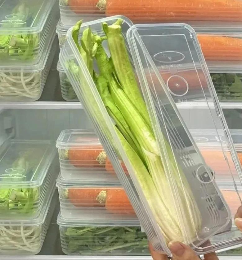 Refrigerator herb storage boxes/ fresh keeping crisper organizer with lid image