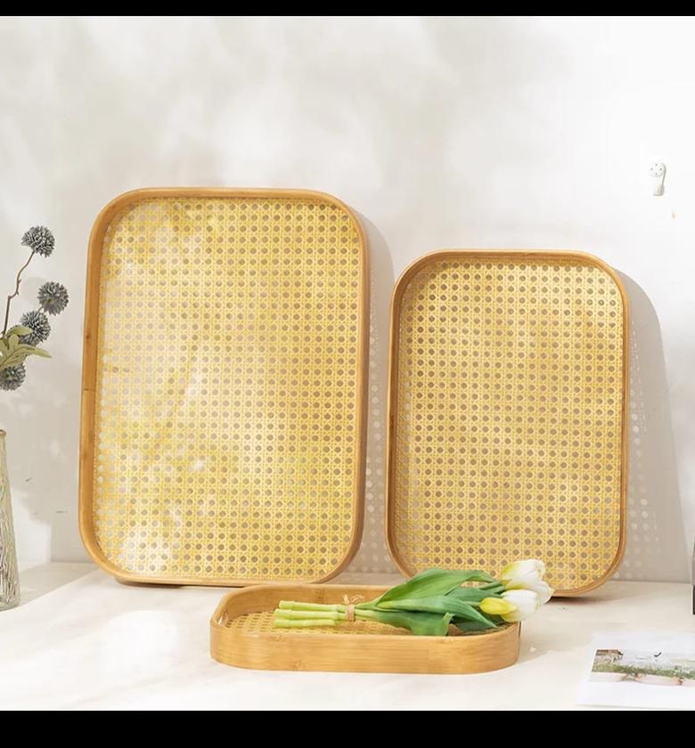 Bottom Grid Bamboo Serving Trays. image