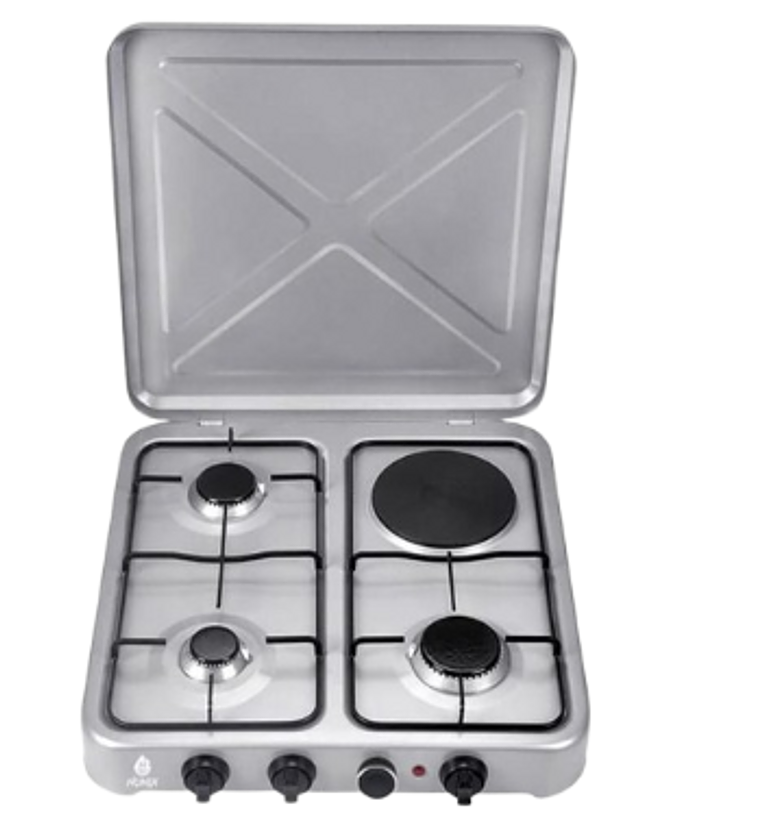 Nunix Top Table 4 Burner Cooker 3 Gas + 1 Electric Hot Plate/ Coil image
