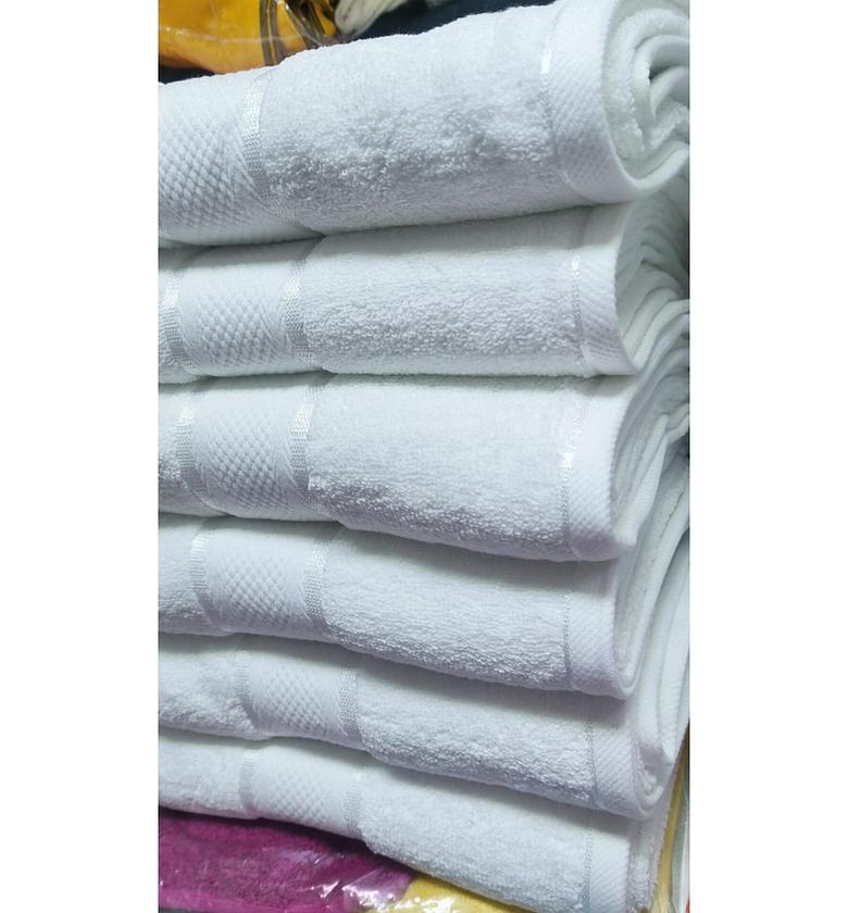 Brilliant White Cotton Bath Towels- Large image