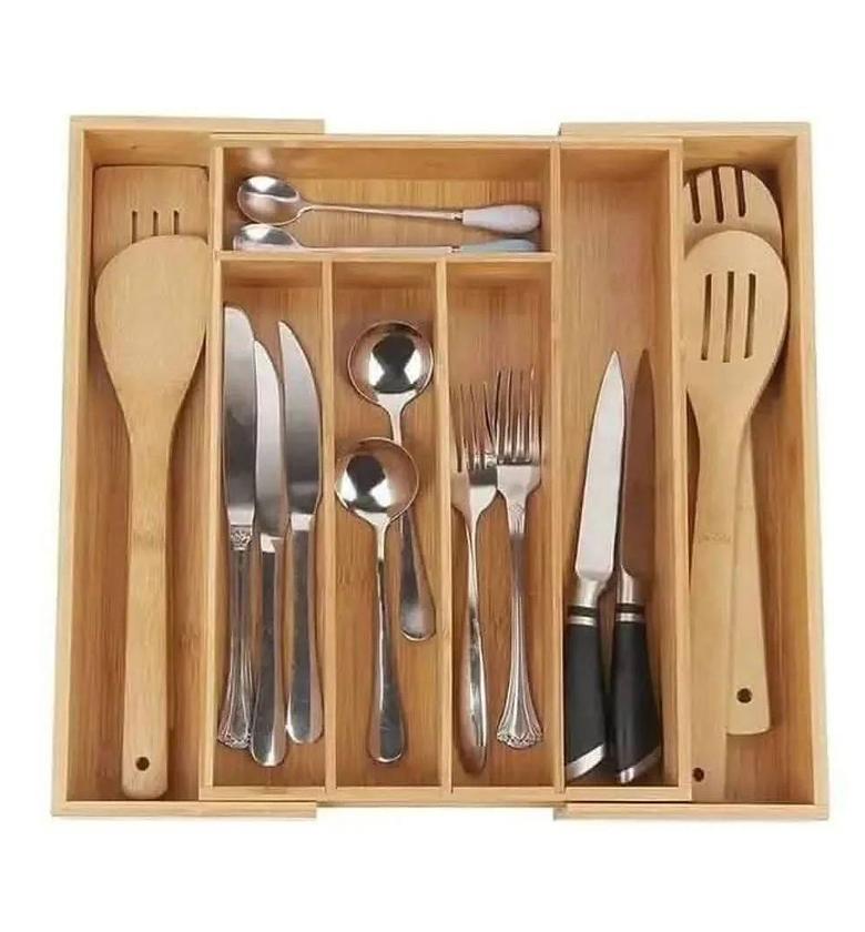 Multifunctional bamboo drawer organizer image