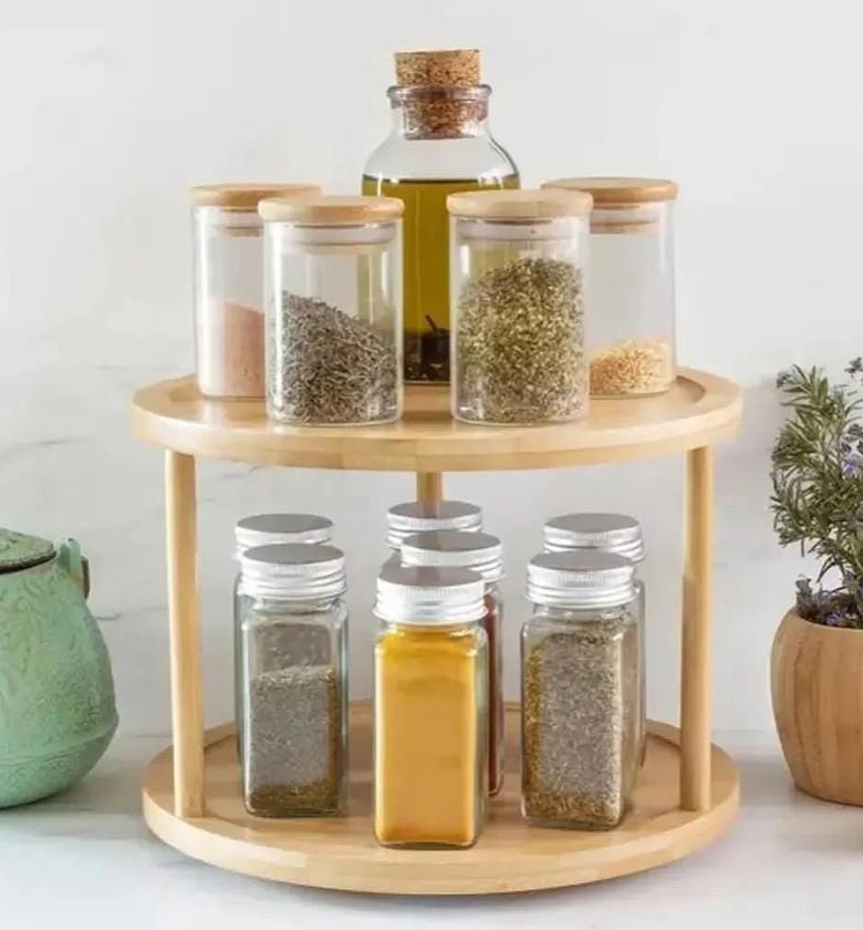 Bamboo rotating spice rack image