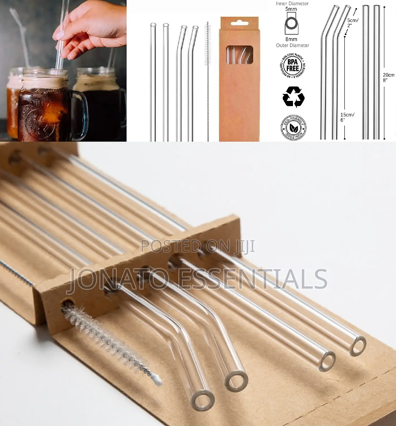 4pc Re-Usable Glass Straws image