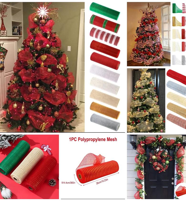 Christmas Ribbon Tree Decoration Mesh Tulle Roll Fabric  image