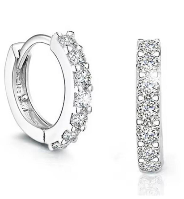 Brilliant Pavé Silver Huggie Hoops image