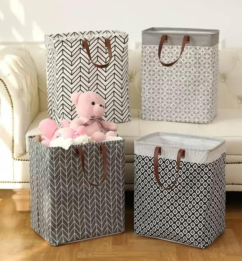 Canvas laundry basket. image