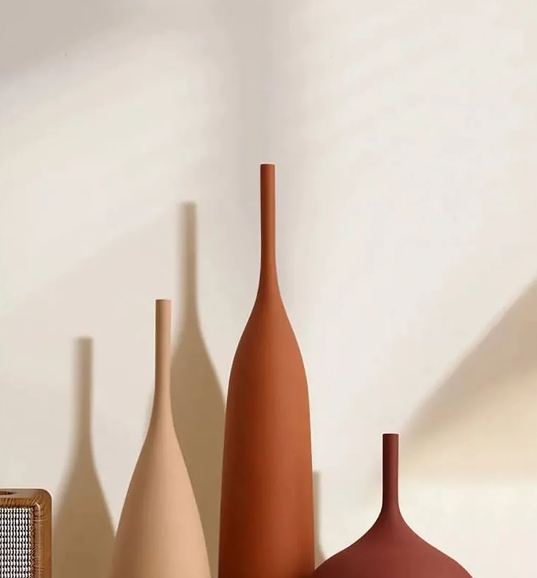 Luxury 3-Piece Vintage Brushed Ceramic Decorative Vase Set image